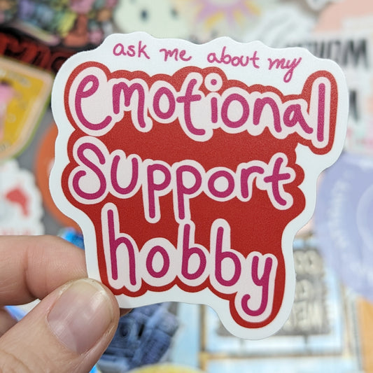 Emotional Support Hobby Sticker - Red