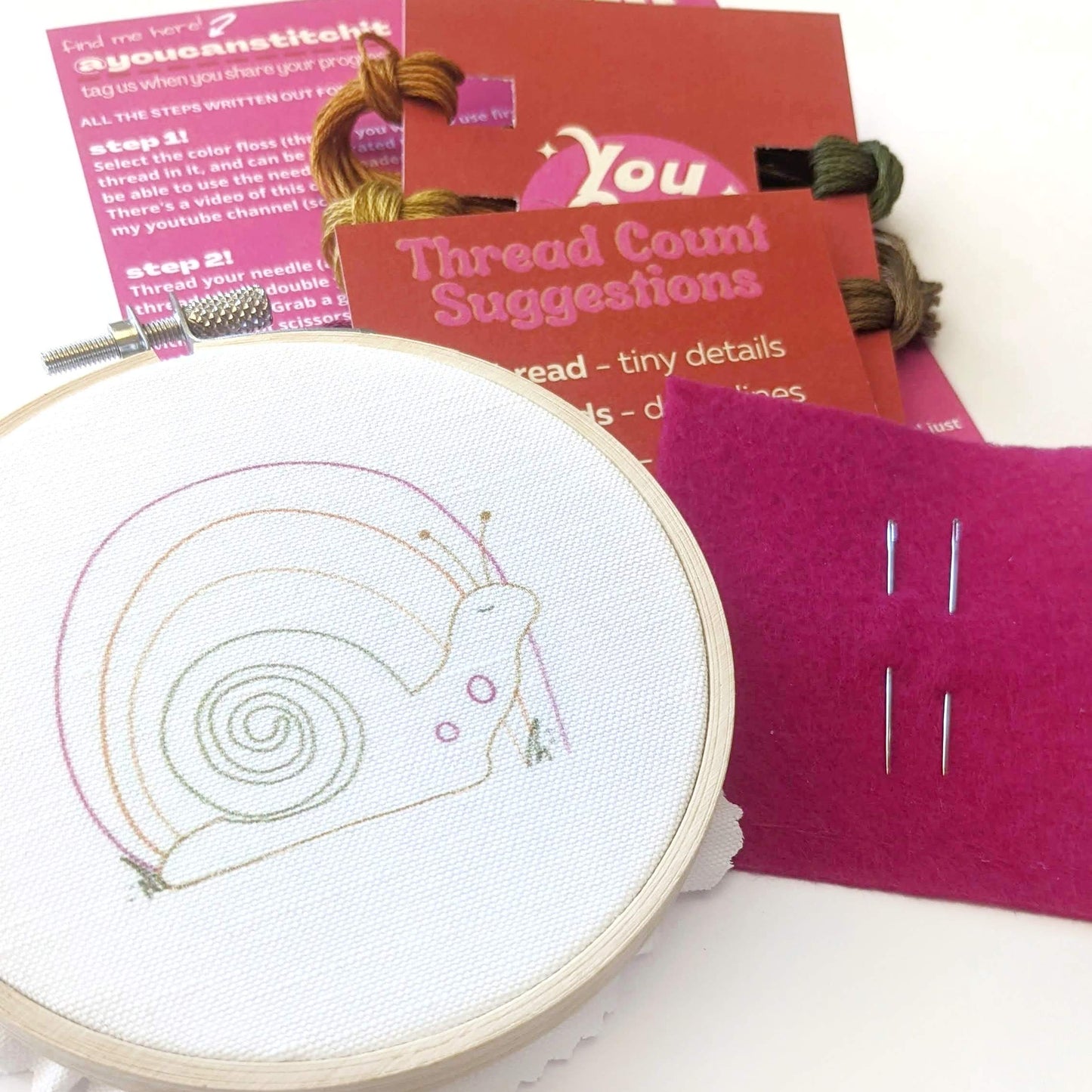 Snail Mini Embroidery Kit – You Can Stitch It