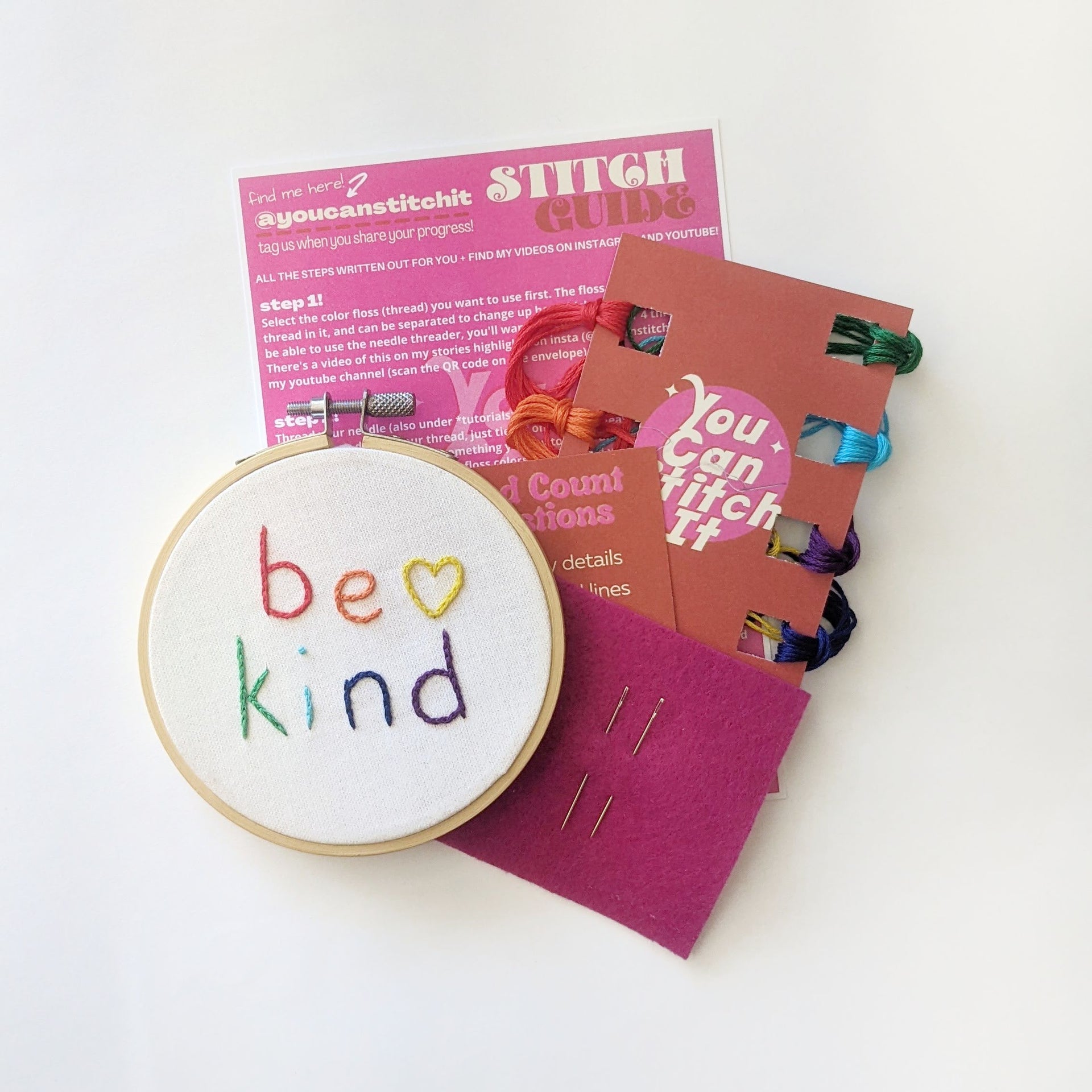 Be Kind Embroidery Kit, Easy Beginner Embroidery Craft Kit, Be Kind, DIY  Hand Embroidery Pattern, Craft Kit, Stay at Home Activity, DIY kit — I  Heart Stitch Art: Beginner Embroidery Kits + Patterns